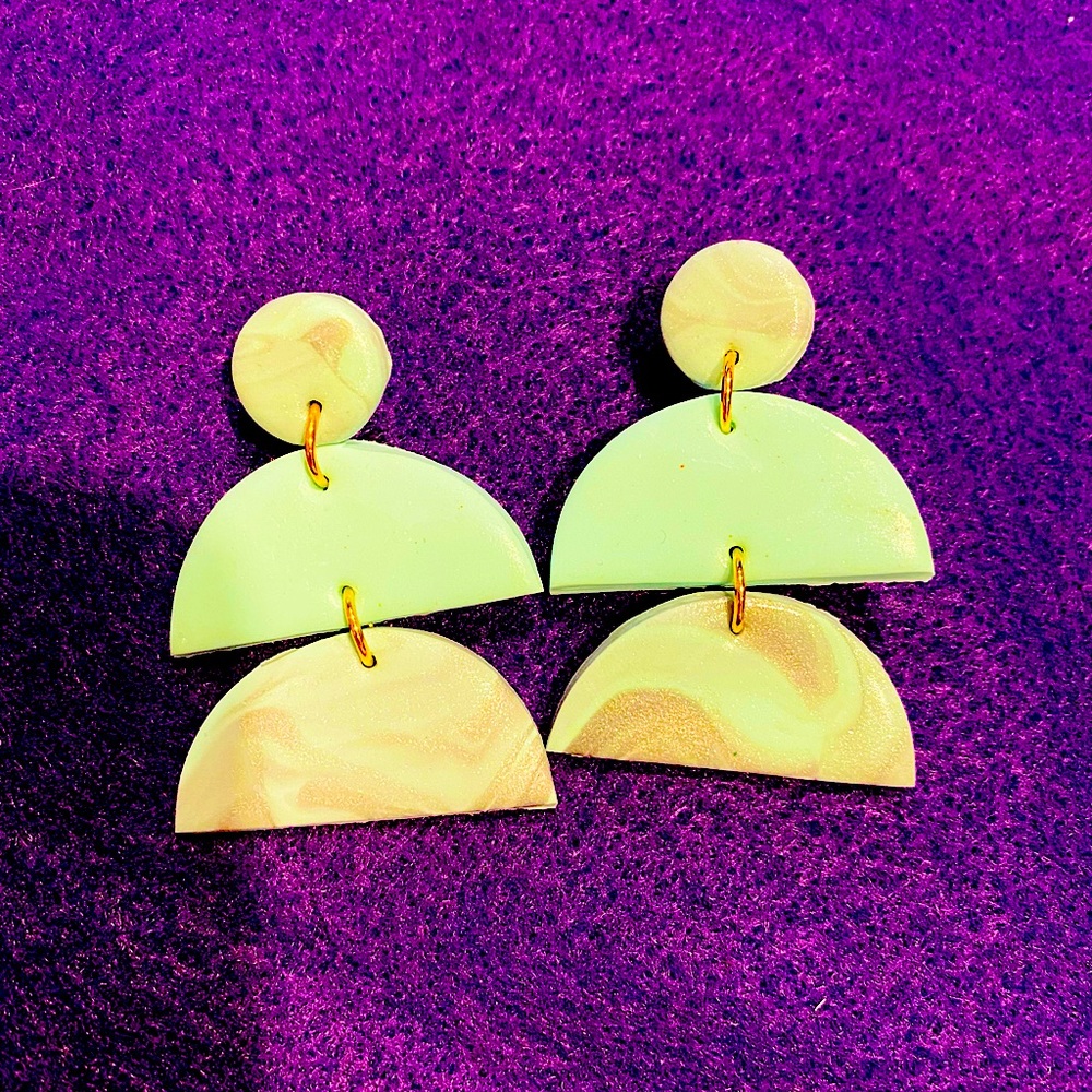Mint green cool, handmade, clay polymer earrings